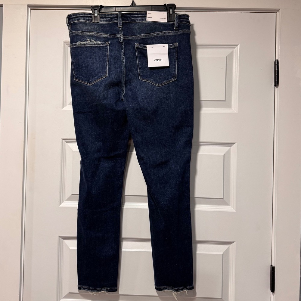 VERVET Blue Amber Mid Rise Skinny Distressed Jeans NWT Size 32 - Picture 7 of 12